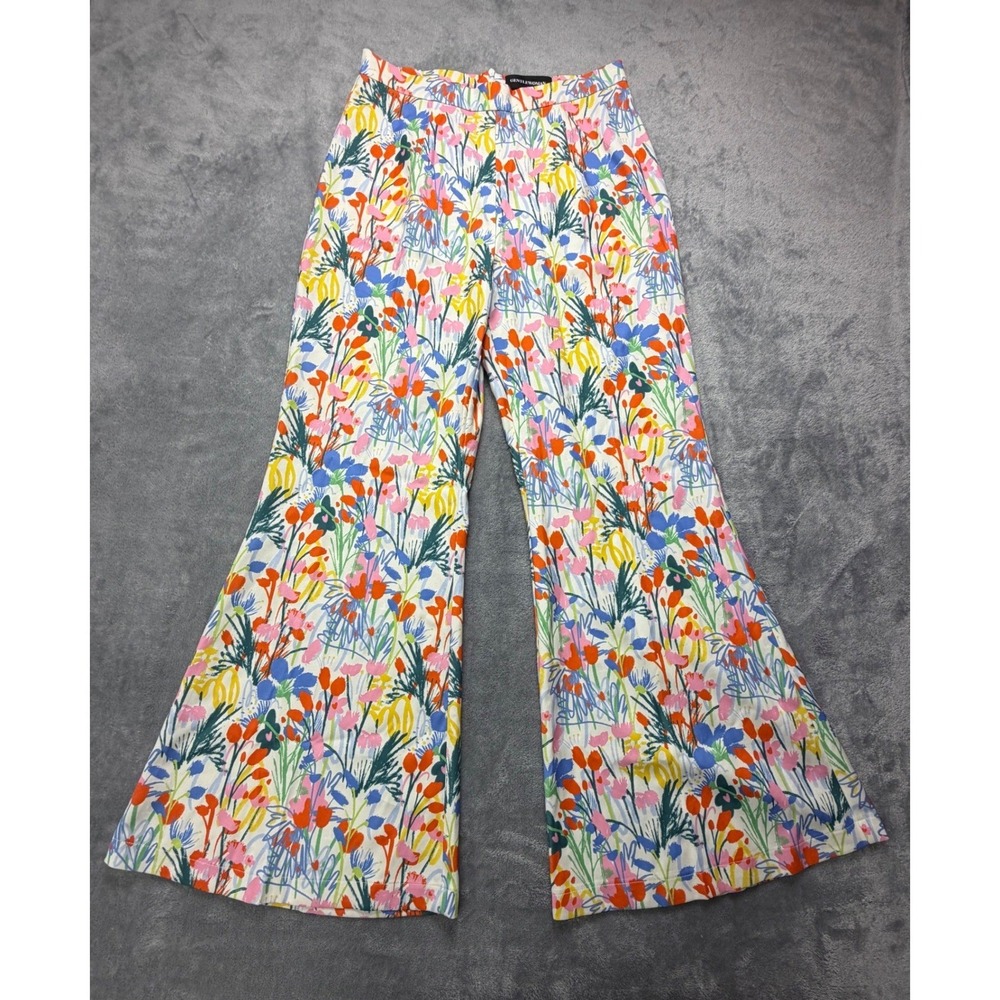 Wide Leg Floral Flare High Waisted Printed Trousers Pants Boho 70s Statement L